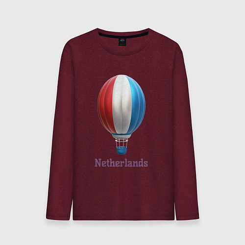Мужской лонгслив 3d aerostat Netherlands flag / Меланж-бордовый – фото 1
