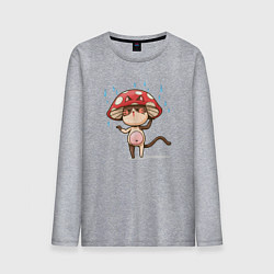 Лонгслив хлопковый мужской Кот в шляпе гриба, цвет: меланж