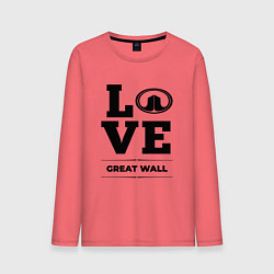 Лонгслив хлопковый мужской Great Wall Love Classic, цвет: коралловый