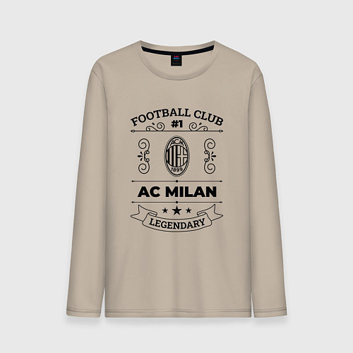 Мужской лонгслив AC Milan: Football Club Number 1 Legendary / Миндальный – фото 1