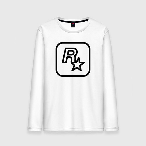 Мужской лонгслив Логотип Rockstar games чб / Белый – фото 1