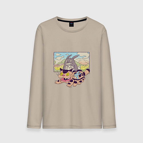 Мужской лонгслив Тоторо на котобусе / Миндальный – фото 1