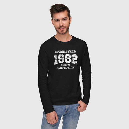 Мужской лонгслив Основана в 1982 году доведено до совершенства / Черный – фото 3