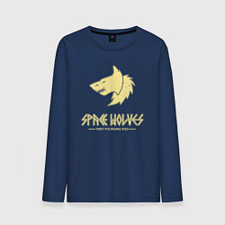 Лонгслив хлопковый мужской Космические волки лого винтаж, цвет: тёмно-синий