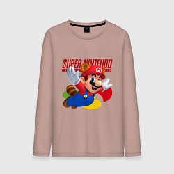 Лонгслив хлопковый мужской SNES - Mario, цвет: пыльно-розовый