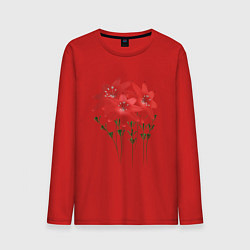 Лонгслив хлопковый мужской Flowers red, цвет: красный