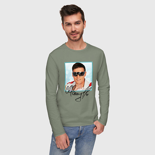 Мужской лонгслив Юрий Шатунов автограф / Авокадо – фото 3