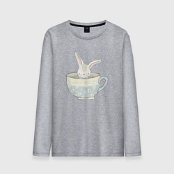 Лонгслив хлопковый мужской Кролик в чашке, цвет: меланж