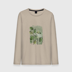 Мужской лонгслив Нежные листья на акварельном фоне
