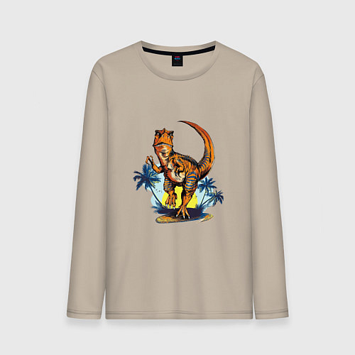 Мужской лонгслив TYRANNOSAURUS IN PURSUIT / Миндальный – фото 1