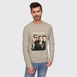 Лонгслив хлопковый мужской Keep Calm and Enjoy the Silence - Depeche Mode, цвет: миндальный — фото 2