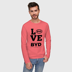 Лонгслив хлопковый мужской BYD Love Classic, цвет: коралловый — фото 2