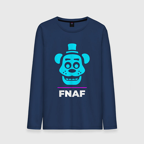 Мужской лонгслив Символ FNAF в неоновых цветах / Тёмно-синий – фото 1