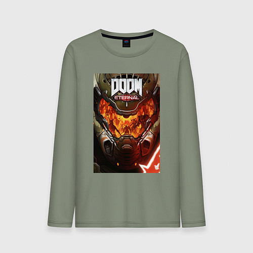 Мужской лонгслив Doom eternal - poster / Авокадо – фото 1