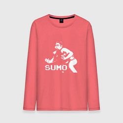 Лонгслив хлопковый мужской Sumo pixel art, цвет: коралловый