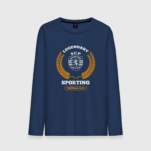 Мужской лонгслив Лого Sporting и надпись Legendary Football Club / Тёмно-синий – фото 1