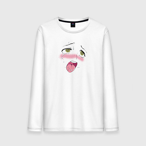 Мужской лонгслив Ахегао личико / Белый – фото 1