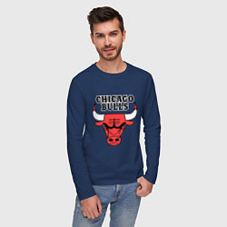 Лонгслив хлопковый мужской Chicago Bulls, цвет: тёмно-синий — фото 2