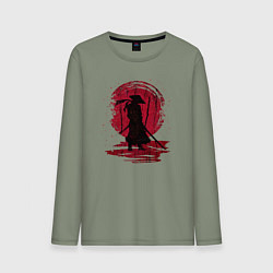 Мужской лонгслив Самурай и красная луна