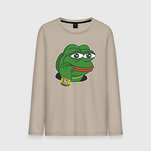 Мужской лонгслив Пепе Лягушонок советует думать / Миндальный – фото 1