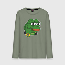 Лонгслив хлопковый мужской Пепе Лягушонок советует думать, цвет: авокадо