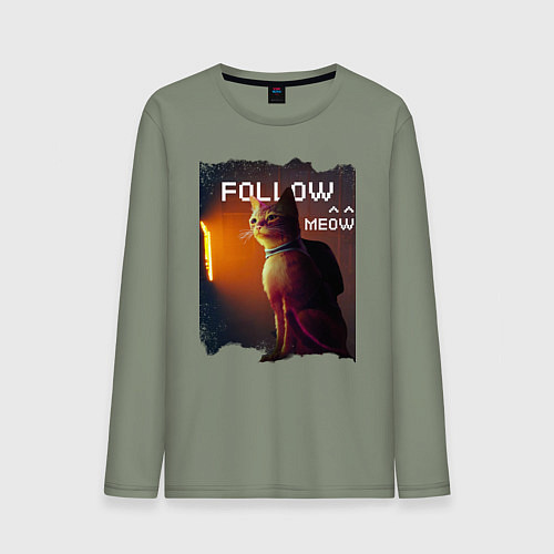 Мужской лонгслив STRAY FOLLOW MEOW / Авокадо – фото 1
