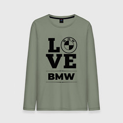 Лонгслив хлопковый мужской BMW love classic, цвет: авокадо