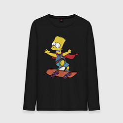Лонгслив хлопковый мужской Барт Симпсон - крутой скейтер, цвет: черный