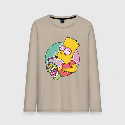 Мужской лонгслив Барт Симпсон пьёт лимонад / Миндальный – фото 1