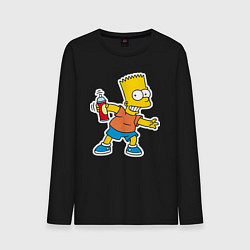 Лонгслив хлопковый мужской Барт Симпсон с баплончиком для граффити, цвет: черный