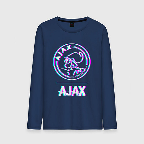 Мужской лонгслив Ajax FC в стиле glitch / Тёмно-синий – фото 1
