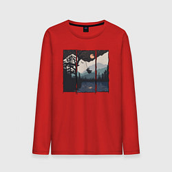 Мужской лонгслив Оранжевая луна и тарзанка