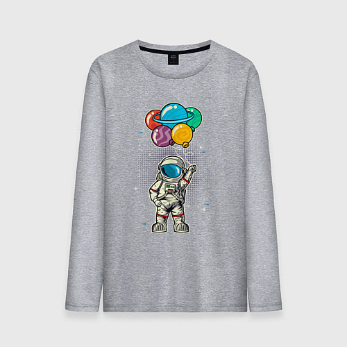 Мужской лонгслив Космонавт на воздушных шариках / Меланж – фото 1