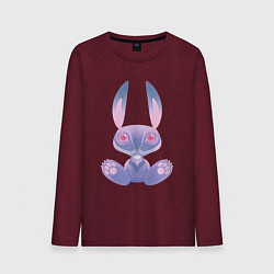 Лонгслив хлопковый мужской Кролик синий, цвет: меланж-бордовый