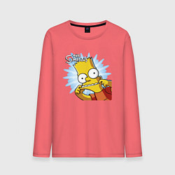 Лонгслив хлопковый мужской Барт Симпсон корчит рожицу!, цвет: коралловый