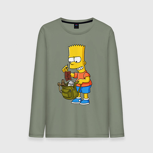 Мужской лонгслив Барт Симпсон разбирает свой рюкзак / Авокадо – фото 1