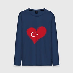 Лонгслив хлопковый мужской Сердце - Турция, цвет: тёмно-синий