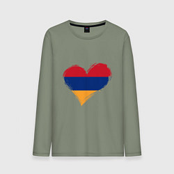 Лонгслив хлопковый мужской Сердце - Армения, цвет: авокадо