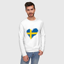 Лонгслив хлопковый мужской Сердце - Швеция, цвет: белый — фото 2