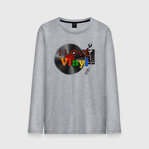 Мужской лонгслив I love vinyl / Меланж – фото 1