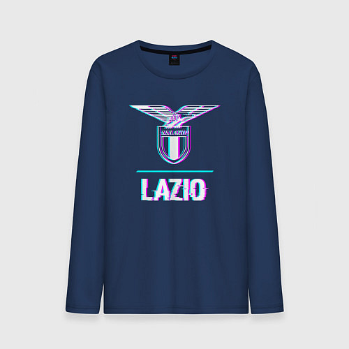 Мужской лонгслив Lazio FC в стиле glitch / Тёмно-синий – фото 1
