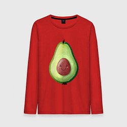 Лонгслив хлопковый мужской Веселый авокадо говорит привет, цвет: красный