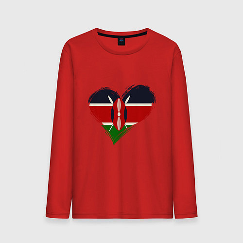 Мужской лонгслив Сердце - Кения / Красный – фото 1