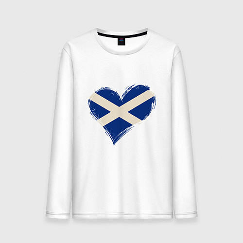 Мужской лонгслив Сердце - Шотландия / Белый – фото 1