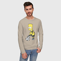 Лонгслив хлопковый мужской Барт Симпсон - крутой футбольный форвард, цвет: миндальный — фото 2