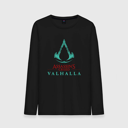 Мужской лонгслив Assassins Creed Valhalla - logo / Черный – фото 1