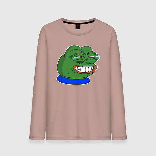 Мужской лонгслив Лягушонок Пепе насмешливо смеётся / Пыльно-розовый – фото 1
