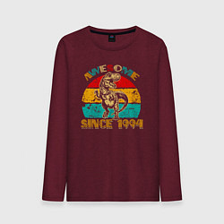 Лонгслив хлопковый мужской Потрясающий динозавр с 1994, цвет: меланж-бордовый