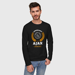 Лонгслив хлопковый мужской Лого Ajax и надпись legendary football club, цвет: черный — фото 2