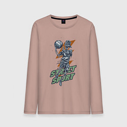 Мужской лонгслив Скелет играет в стритбол